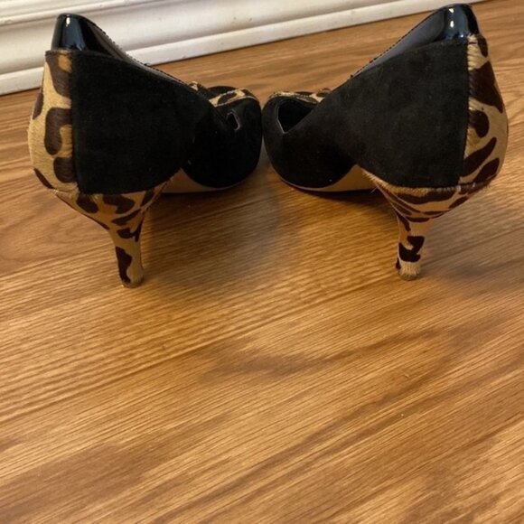 SOLD JESSICA Simpson Women’s Black Leopard Print Peep Toe Heels (Size 8B/38) - Picture 7 of 16